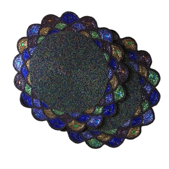 Pier 1 Dining Nwt Pier Imports Set Of 2 Beaded Placemats 15 Blue